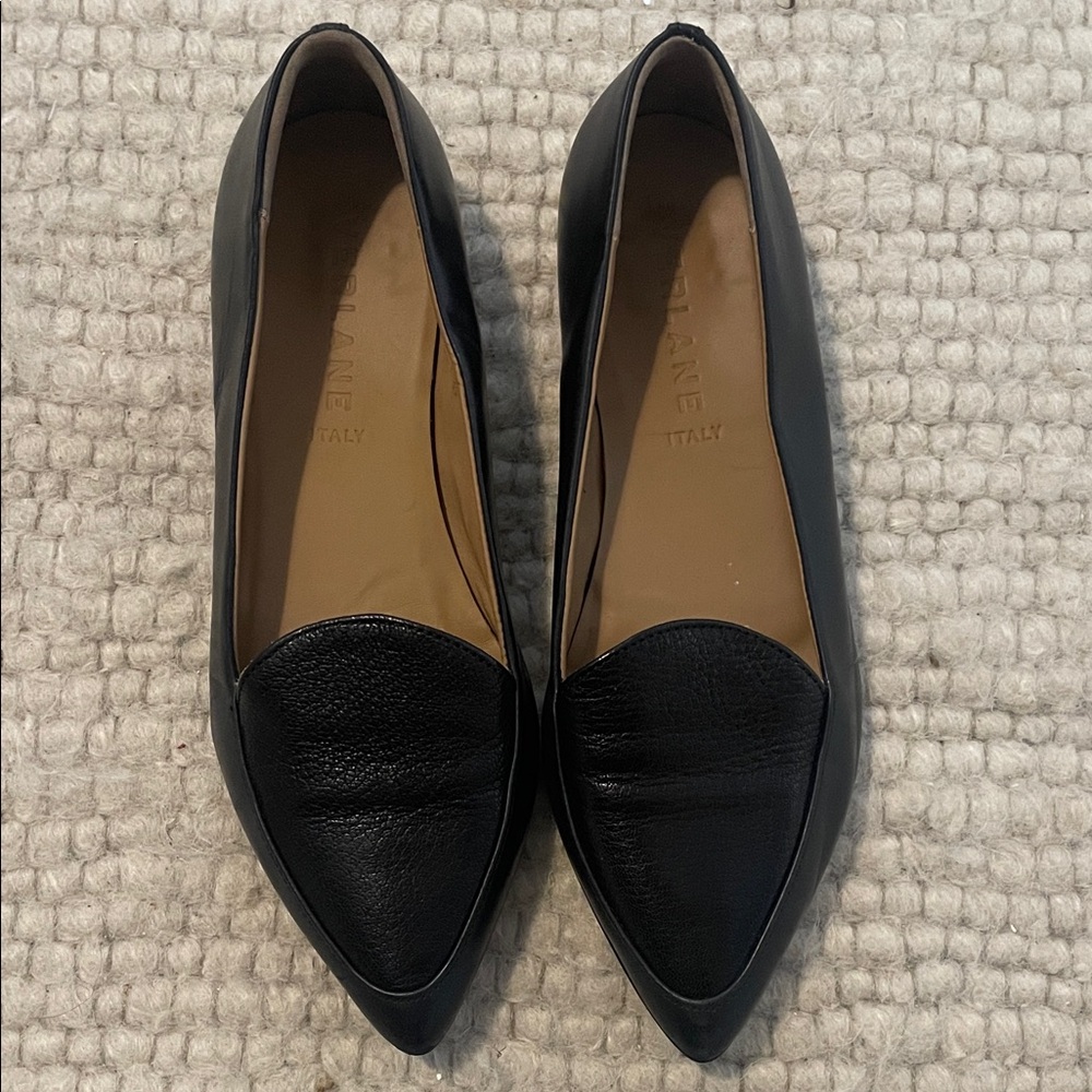 Everlane Modern Point in Black Italian Leather Women's Loafers size 5